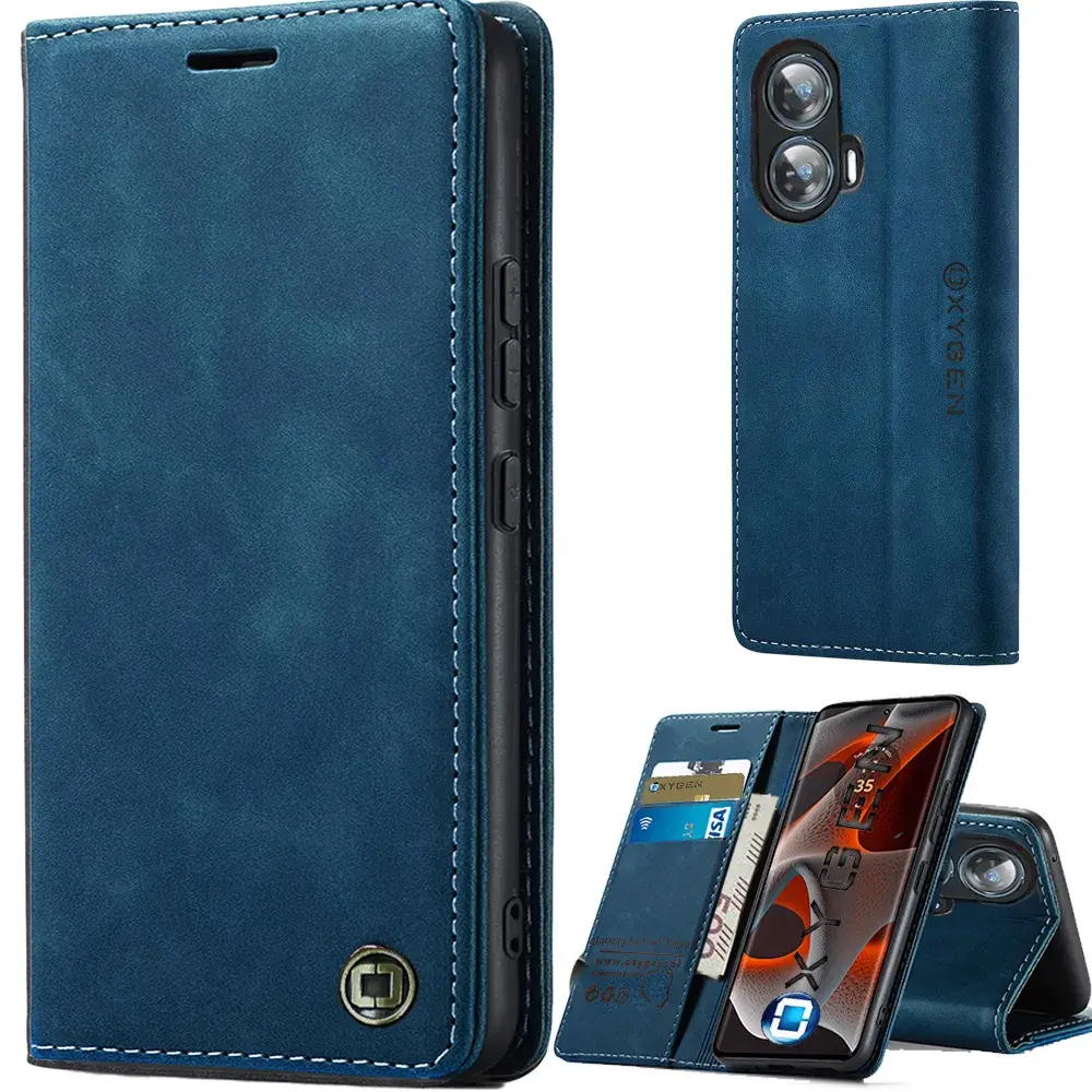 Etui na telefon Motorola Edge 50 Fusion Oxygen Book Niebieskie